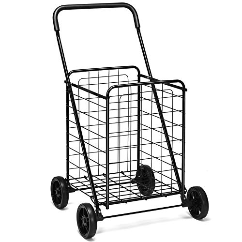 Goplus Shopping Carts for Groceries, Heavy Duty Folding Shopping Cart