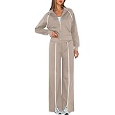 UNIANKIYA Womens 2 Piece Lounge Set Tracksuit Sweatsuits Full Zip Jacket Wide Leg Pants Matching Sets Travel Airport Outfits