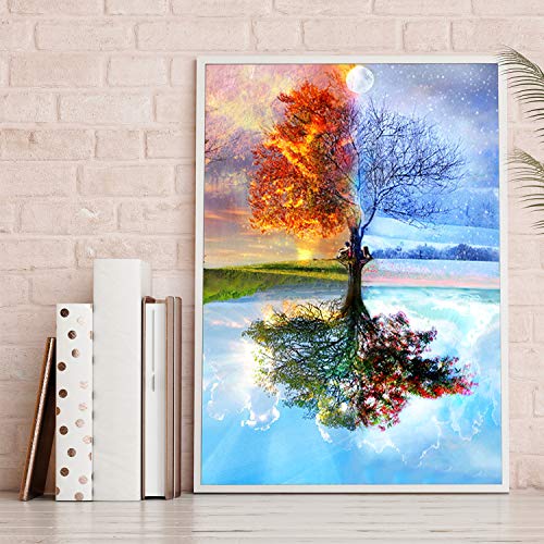 DIY 5D Diamond Painting by Number Kit, Full Drill Crystal Rhinestone Embroidery Cross Stitch Arts Craft for Home Wall Decor (Canvas 11.8x15.8 inch)
