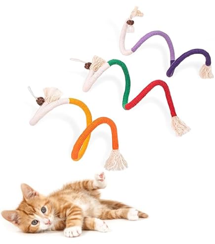 Lot De 3 Jouets à Mordiller En Corde Pour Chat - Formes Nuage, Carotte, Crocodile - Pour Nettoyer Les Dents Et Jouer