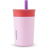 Owala Kids Insulation Stainless Steel Tumbler with Spill Resistant Flexible Straw, Easy to Clean, Kids Water Bottle, Great for Travel, Dishwasher Safe, 12 Oz, Pink and Purple (Lilac Rocket)