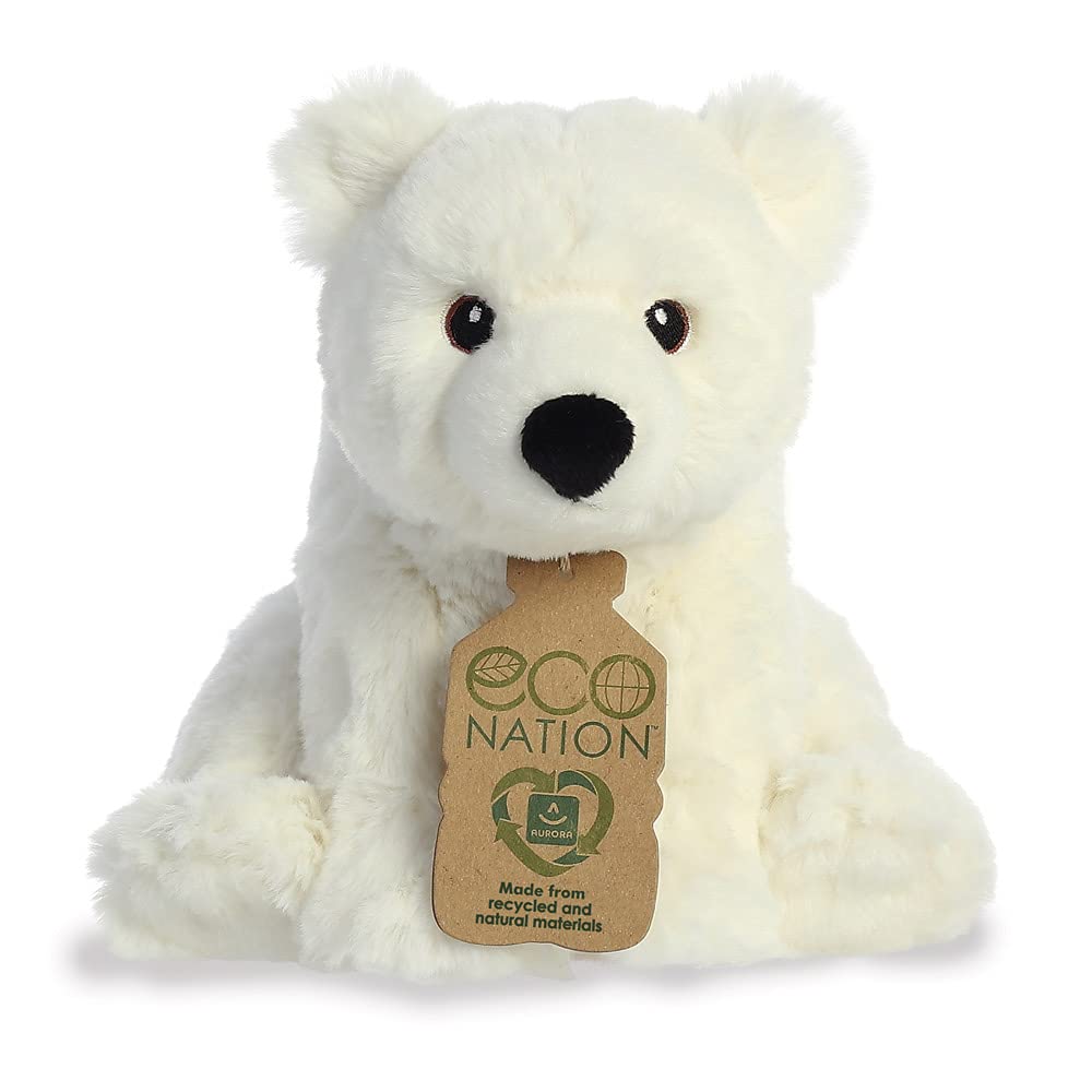 Aurora, 35030, Eco Nation Polar Bear, 9.5In, Soft Toy, White, 18 cm
