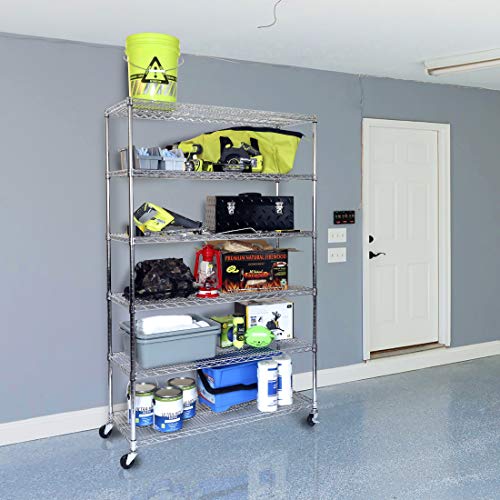 Seville Classics UltraDurable CommercialGrade NSFCertified Steel Wire Shelving with Wheels, 6