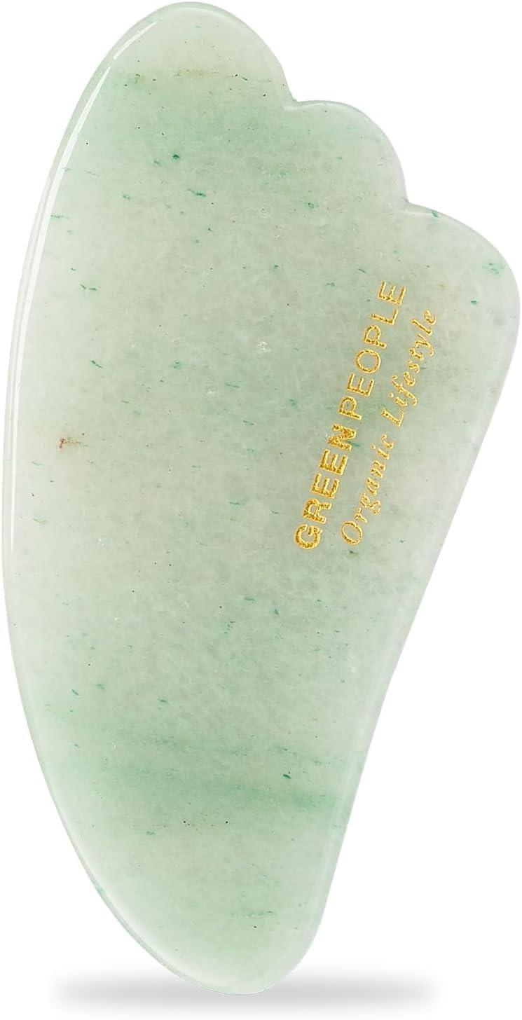 Green People Jade Gua Sha Massage Tool - Natural & Organic Facial Tool - Suitable for Sensitive Skin - Vegan