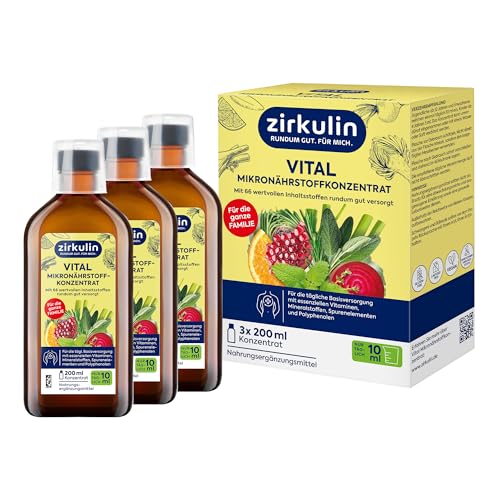 Zirkulin Vital Mikronährstoffkonzentrat 3x200ml – 60 Tage Reichweite - 66 Vitalstoffe aus Obst, Gemüse & Kräutern - Wertvolle Polyphenole – Vitamine &