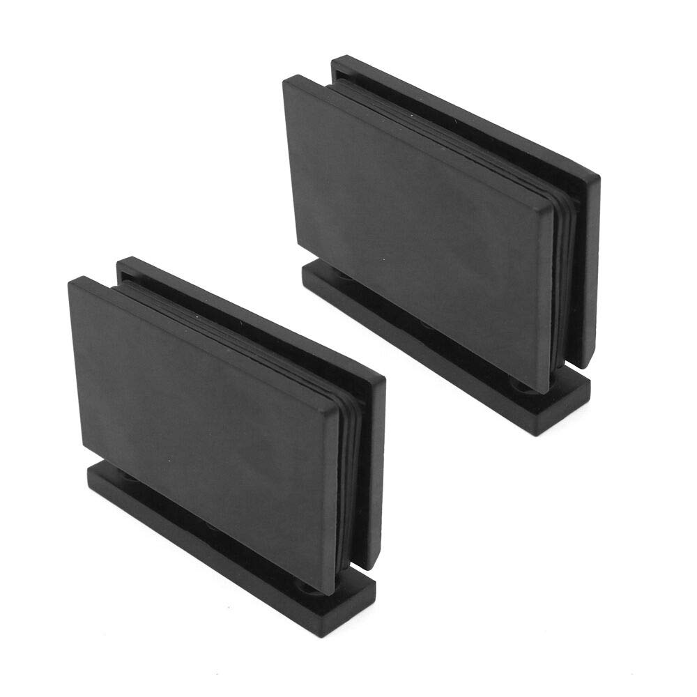 Set of 2 NUZAMAS Mat Black Frameless Glass Door Hinges, Shower Room Installation Accessories, 304 Stainless Steel, 360 Degree Glass Door Hinge