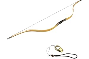 Deerseeker Archery 59" Traditional Longbow Handmade Horsebow Set Recurve Bow Laminated Limbs with Bamboo Core Ambidextrous fo