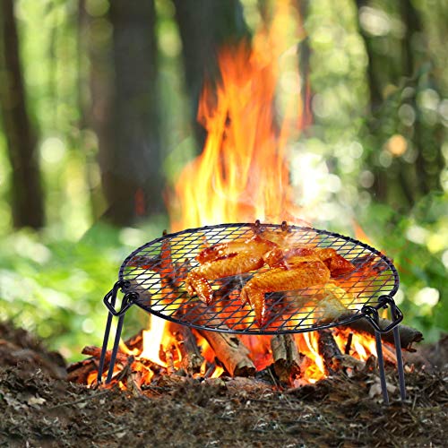 REDCAMP Folding Campfire Grill Heavy Duty Steel Grate, Portable Over