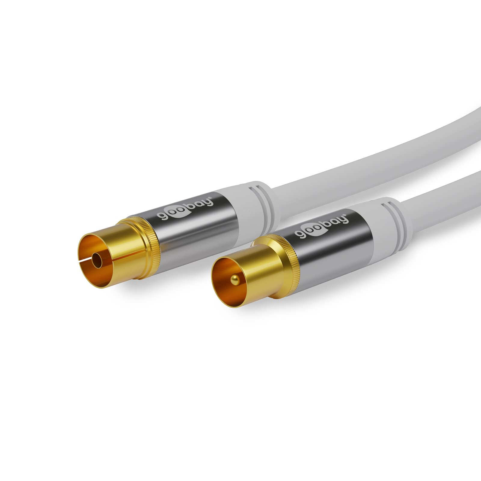 Goobay 70325 TV Aerial Cable Coaxial Female to Coax Male 4x Shielded 135 dB Gold-Plated White (10.0 m)