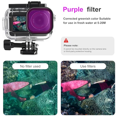 FitStill 196FT/60M Waterproof Case&3 Filters&Floating Hand Grip Stick Set Compatible for DJI Osmo Action 5 Pro Action 4 Action 3,Snorkeling Surfing,Wakeboarding Protective Cover Shell Accessories Kit