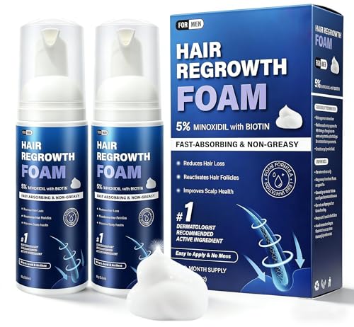 5% Minoxidil Foam for Men Women, 120ml 5% Minoxidil for Men Foam, Minoxidil for Women Hair Growth Suitable for Hair Thinning Receding Hairline and Hair Loss to Hair Regrowth Get Thicker Fuller Hair
