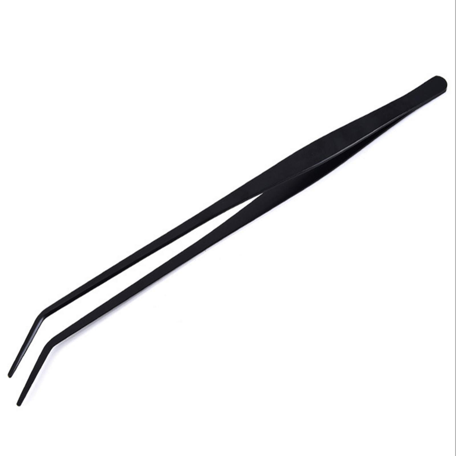 15 inch Aquarium Tweezers Stainless Steel Curved Tweezers, with Anti-Carbonization and Carbonization Coating, Anti-Rust and Long Reptiles, for Aquatic Plants, Spiders, Snakes and Lizards, Black