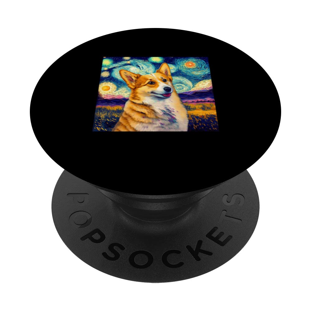 Van Gogh Corgi Cute Corgi Boys Girls Men Women PopSockets Swappable PopGrip