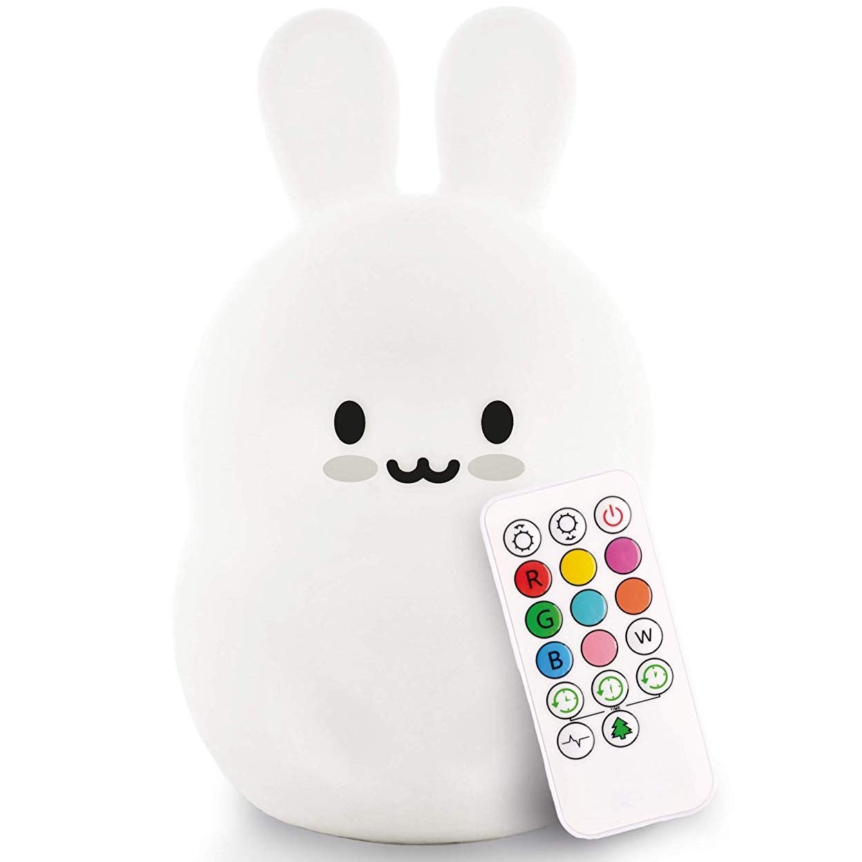 Tekemai Night Light, Big Size Night Light for Kids, Bedside Lamp, Multicolor Light with Remote Control, Break Resistant, Eye Caring, Adjustable Brightness & Color, Timing Function - Large Rabbit