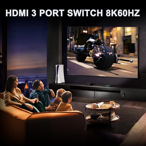 HDMI 2.1 Switch 3x1, AVIDGRAM 8K HDMI Switch 3 in 1 out with IR Remote Control Swicther 4K 120Hz Auto Support 8K 48Gbps for Xbox Series X PS4 Pro PS5 UHD TV Monitor Projector