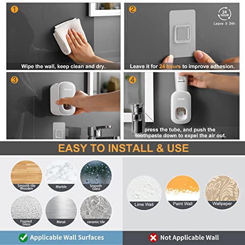 MOPMS Toothpaste Dispenser Wall Mounted for Bathroom Automatic Toothpaste Squeezer for Kids and