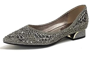 LIYUHANJIALU Flats Shoes Women Rhinestone Pointed Head Ballet Flats Comfortable Soft Memory Foam Insole Flat Shoes for Women Comfortable Dress Shoes