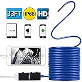 Upgraded Endoscope with Case, Lememogo 33FT Borescope Inspection Camera 2.0 Megapixels HD Snake Camera for All Android and IOS Phones, iPhone, Samsung, Tablet - Blue