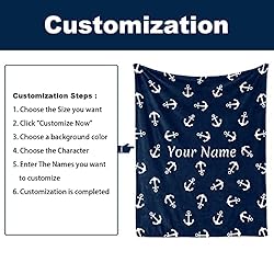 Jekeno Custom Nautical Anchor Blanket with Name