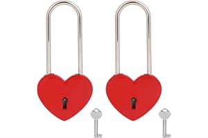 VeYocilk 2 PCS Love Lock Heart Padlock,Red Heart Wish Lock with Key for Lovers Wedding,VValentine's Day,Anniversary,Travel(with Key)