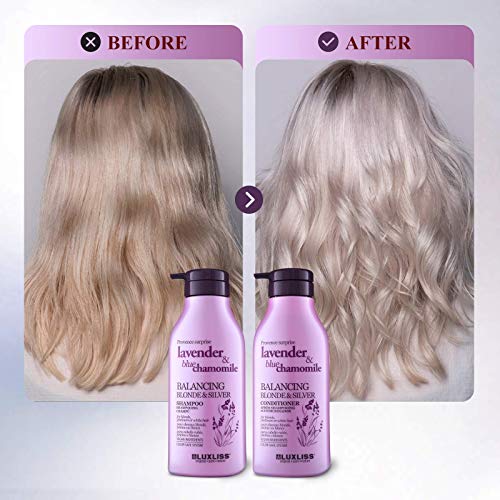 Luxliss Purple Shampoo and Conditioner for Blonde Hair, Natural Sodium