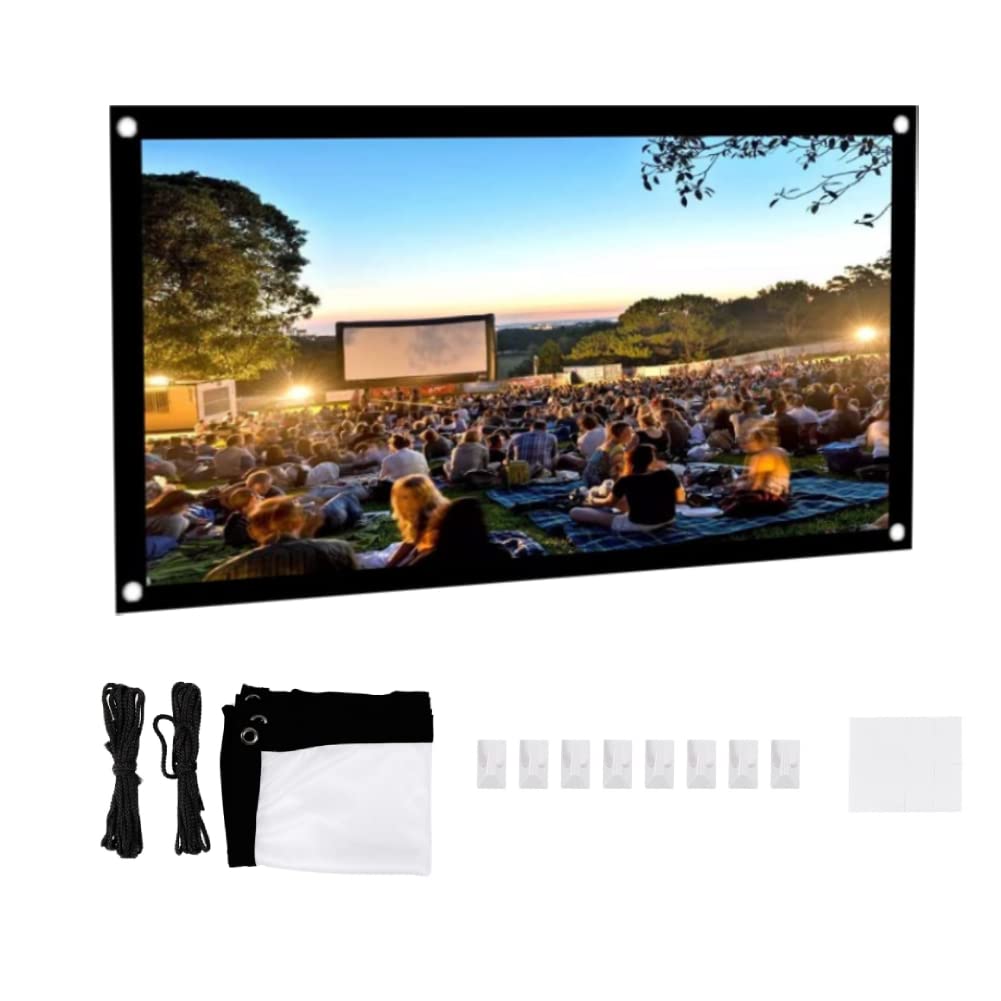 Plyisty HD Portable Matte Screen Projector, 84 inch Polyester Movie Screen, Wall Mount, Indoor Outdoor Use
