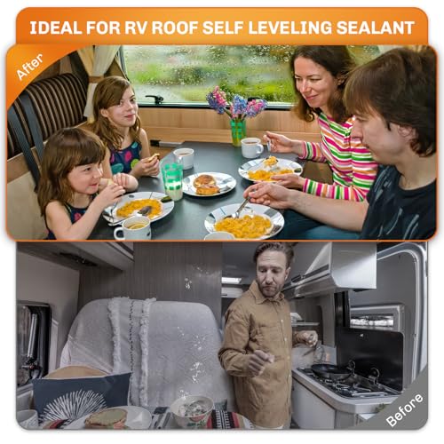 WELLUCK 4PC Self Leveling RV Roof Sealant Lap for RV Roofs, White Flexible Repair Caulking Rubber Epdm Sealant for Camper Motorhomes Trailers, Secure Odorless Waterproof & UV All Weather Adhesive