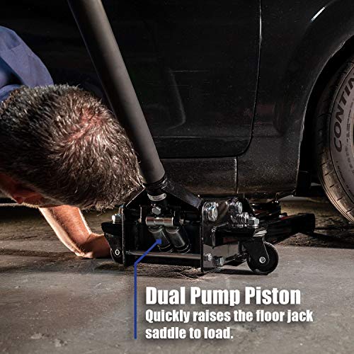 Arcan 2 Ton Extra Long Reach Low Profile Steel Floor Jack A20016 / XL2T, Black Pricepulse