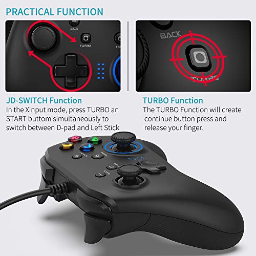 Wired Gaming Controller, Joystick Gamepad with DualVibration PC Game Controller Compatible with