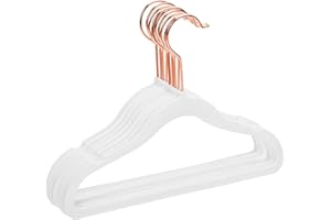 MIZGI Premium Kids Velvet Hangers (Pack of 50) with Copper/Rose Gold Hooks,Space Saving Ultra Thin,Non Slip Baby Hangers for Children's Skirt Dress Pants,Clothes Hangers(White)