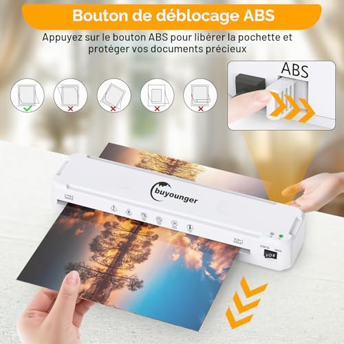 A3 Laminator with Hot and Cold Settings and 30 Pockets A4/A3/A5/A6 Laminating Machine, 5 in 1 Laminating Machine with Paper Cutter and Corner Rounder, Laminator for Office Home School