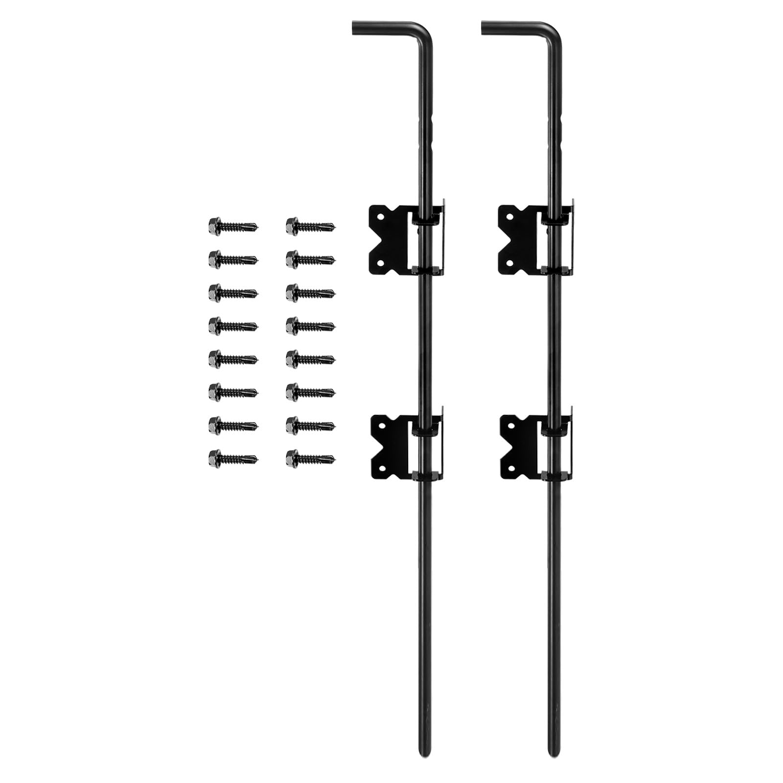 uxcell 36" Cane Bolt Gate Drop Rod, 2pcs Steel Gate Hardware Ground Latch for Wood Fences, Drop Pin for Holding Gate to the Ground, Black