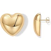 PAVOI 14K Gold Plated 925 Sterling Silver Posts Chunky Heart Statement Earrings for Women | Love Friendship Puffy Heart Teardrop Dangle & Stud Earrings - Valentines Day Trendy Jewelry