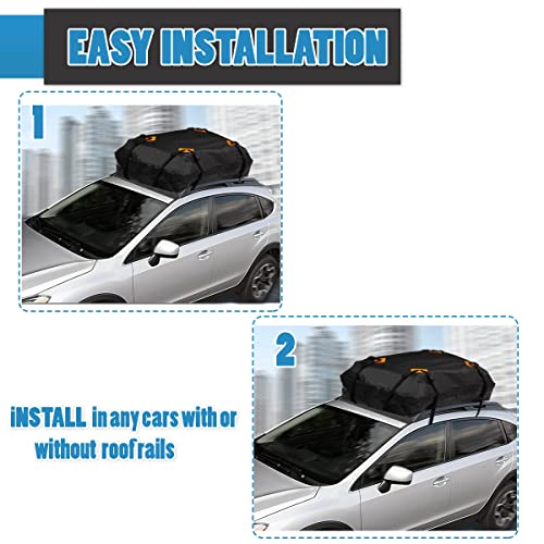 VaygWay 15 Cubic Feet Car Rooftop Cargo Carrier Bag Black Waterproof