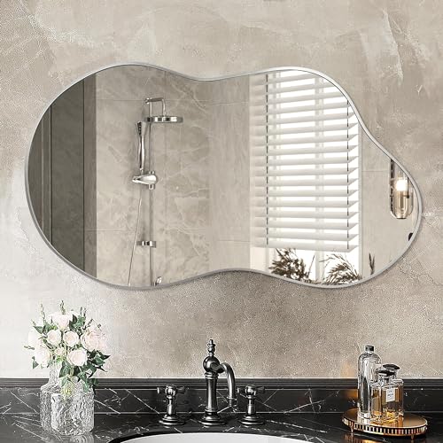 Fahomiss Irregular Wall Mirror - Decorative Asymmetrical Mirror with Aviation Aluminum Alloy Frame for Bathroom, Bedroom, Living Room, Cloakroom, Entryway