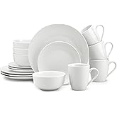 Zulay Kitchen Icon Porcelain Dinnerware Set, Service For 4 - Chip &amp; Scratch Resistant White Plates And Bowls Sets - Microwave &amp; Dishwasher Safe - White