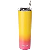 Ezprogear 34oz-P1 Stainless Steel Slim Skinny Tumbler Vacuum Insulated Travel Mug with Straw (34 oz Mango/Punch)