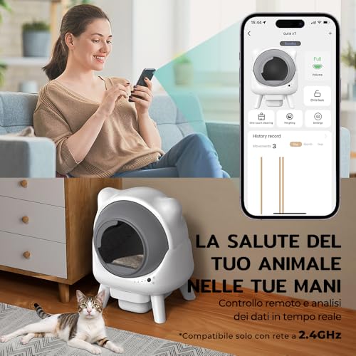 Cura X1 Self-Cleaning Cat Litter, 80+8L Self-Cleaning Litter, Safety Sensors, Odour Removal, App Control, Large Capacity, Automatic Litter for Multiple Cats