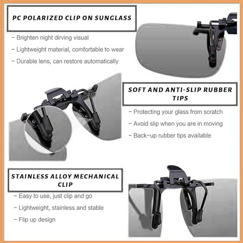 Eulihent Set of 4 Polarized Sunglasses Clip-On Sunglasses, Overlapping Sunglasses, Anti-Glare UV400, 180° Flip Glasses Clip for Men & Women