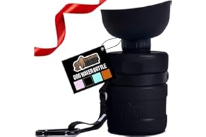 GORILLA GRIP Dog Water Bottle, Portable Water Bowl Dispenser for Dogs, 20 oz Leak Proof Pet Travel Squeeze Bottles Food Grade Silicone, Pet Stocking to Go Puppy Essentials, Black