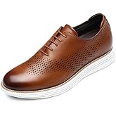 CHAMARIPA Men's Height Increase Shoes - Built-in Custom Lift Insole, Full-Grain Leather for Comfort & Breathability, Business Casual & Formal Oxford Elevator Shoes - 2.76 Inches Height Boost