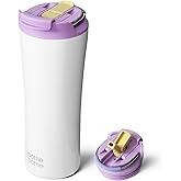 BOTTLE BOTTLE Insulated Coffee Tumblers with Dual-use Lid and Straw Double Walled Iced Travel Coffee Mug for Woman and Man 18 oz Stainless Steel Tumbler with Handle(Snow)