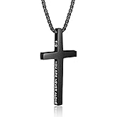 ZRAY Cross Necklace for Men Inspirational Bible Verse Cross Pendant Stainless Steel Cross Chain 22+2inch Christian Jewelry Meaningful Religious Gift for Boys