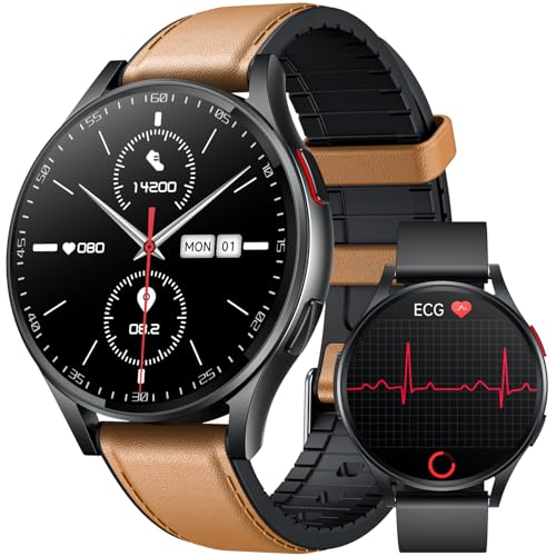 Smartwatch Men's Smart Watch with ECG:1.43 inch AMOLED Touch Screen Sports Smart Watch with Bluetooth Calls IP68 Waterproof Heart Rate Blood Pressure SPO2 Sleep for iOS Android