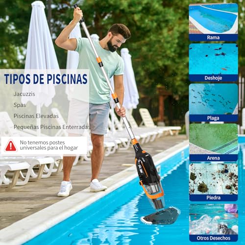 PoolyPoly 2026 New Pool Vacuum Cleaner with Battery, Manual Pool Cleaner, 60 Minutes Autonomy, Electric Vacuum Cleaner for Pool, SPA, Black