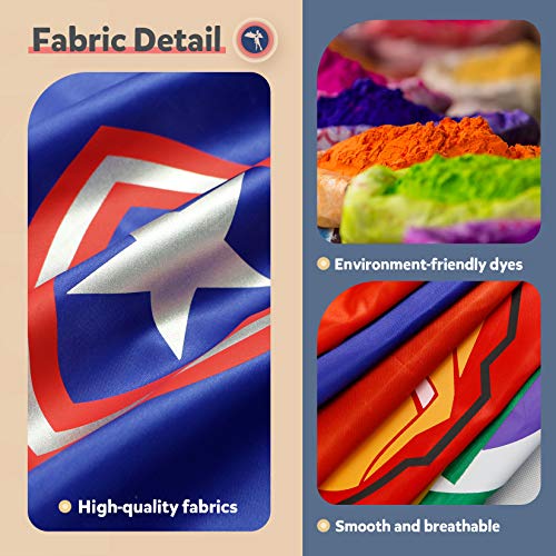 RioRand Dress Up Costumes Cartoon Kids 5 Superhero Capes Set for Costumes Birthday Party Gifts (5pcs for boy)