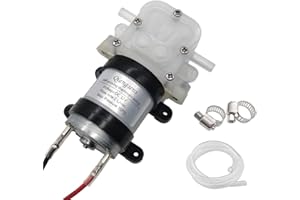 QIANGSENS DC 12V self-priming diaphragm pump 10W water pump, with silicone tube 2L/min 35PSI water absorption 1.5 meters, suitable for drinking fountains/household appliances/cooling systems/RV camper/gardens