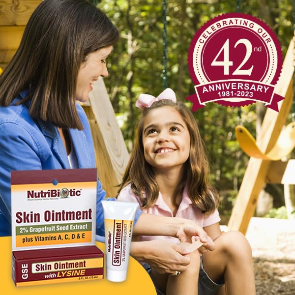 NutriBiotic Skin Ointment .5 Fl Oz | with GSE, Lysine, Beeswax, Echinacea, Goldenseal, Vitamin E & More | for Minor Skin Irritations & to Support Healthy Tissue | Made without Gluten & GMOs