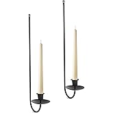 Wall Candle Holder Set of 2, Stylish Black Metal Wall Mount Candle Sconces, Modern Wall Decoration for Living Room, Farmhouse