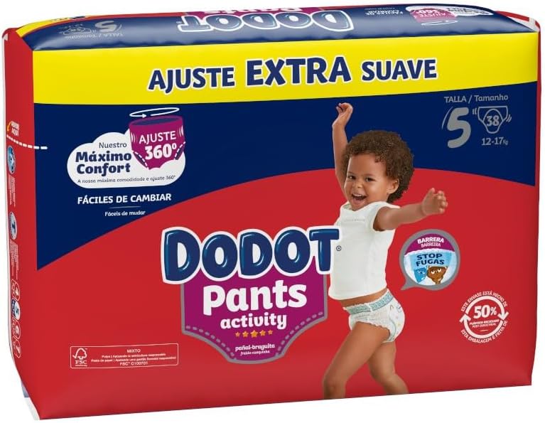 Activity Pants Couche-Culotte Taille 5, 38 Couches, 12kg-17kg, Avec Barrière STOP Fuites Aide à Prévenir Les Fuites Arrière